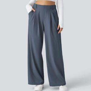 HALARA High Waisted Side Pocket Wide Leg Waffle Work Pants
